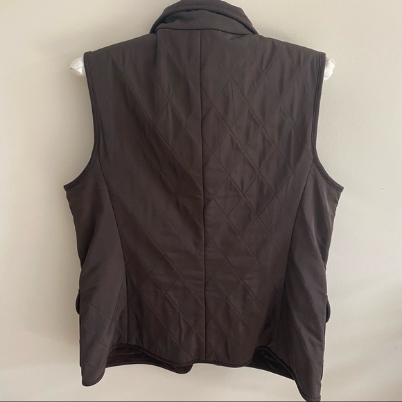 Talbots Brown Button Front Quilted Vest Small - Picture 2 of 4